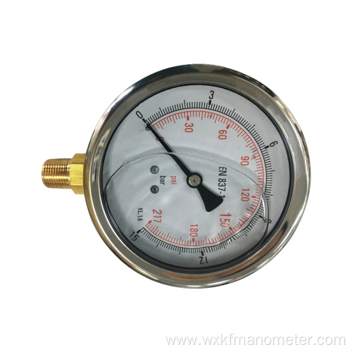 glycerin filled crimp ring pressure gauge